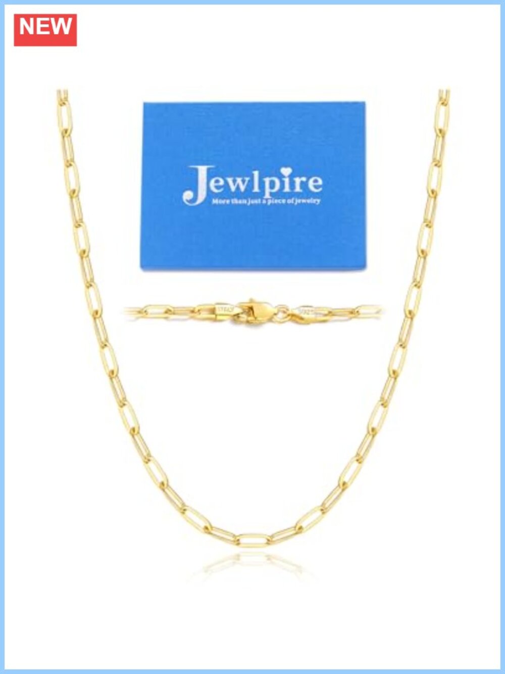 14K Gold Plated 925 Sterling Silver Paperclip Chain Necklace